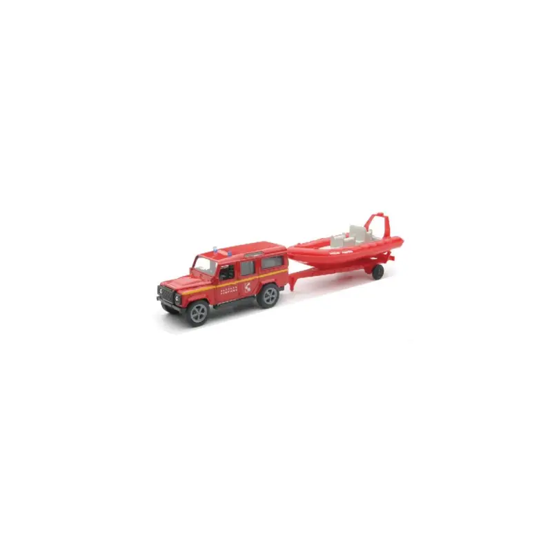 Land Rover Defender 110 Firefighters + Zodiac 1/43 Koop Vandaag