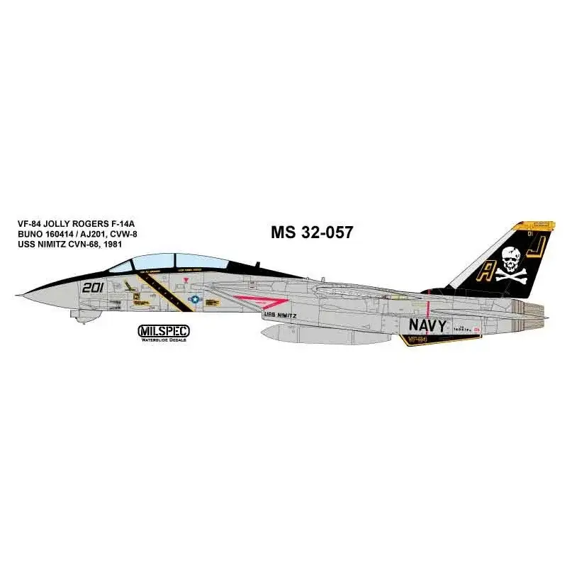 VF-84 JOLLY ROGERS Grumman F-14A Tomcat Decal Lage Prijs
