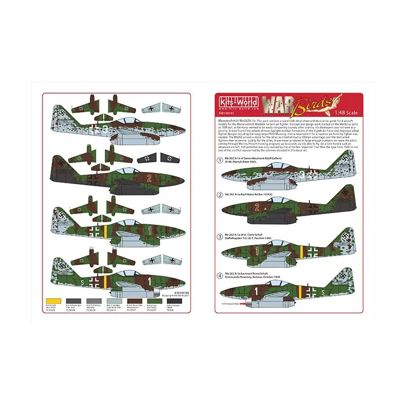 Seizoensaanbieding Sticker Messerschmitt Me 262A-1a van Generalleutnant Adolf Galland Decal