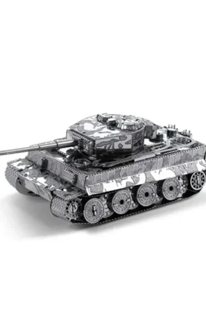 Premium MetalEarth Fighting Tank: TIGER I TANK 7.23x4.46x2.97cm, metalen 3D-model met 2 vellen, op kaart 12x17cm, 14+
