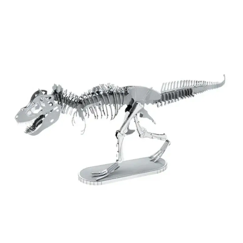 Merkproduct MetalEarth Dinosaurs: TYRANNOSURE REX SKELET, Metaal 3D-model met 2 vellen, op kaart 12x17cm, 14+