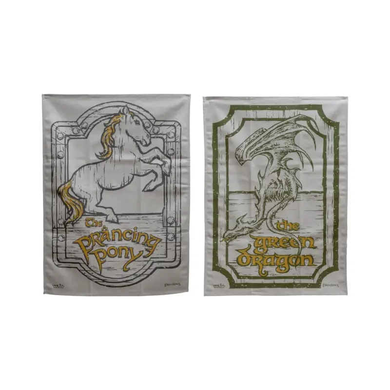 The Lord of the Rings set of 2 tea towels Green Dragon & Prancing Pony 69 cm Voordeelprijs