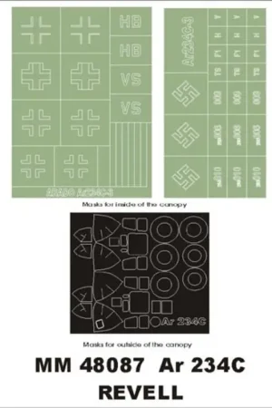 Gecertificeerd Arado Ar 234C 2 canopy masks (exterior and interior) + 2 insignia masks (designed to Be Farming with Revell kits)