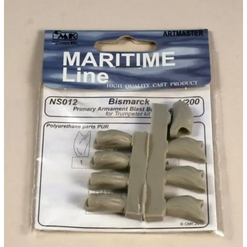 Korting 1941 Bismark Bismarck Primary Armament Blast Bags ( 8 pcs) Highly detailed resin cast blast bags (8 pcs) for primary 380 mm guns