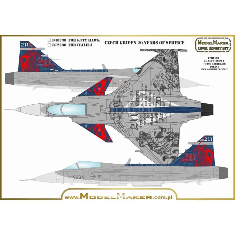 Decal Czech JAS-39C Gripen 20 Years of service Uitverkoop