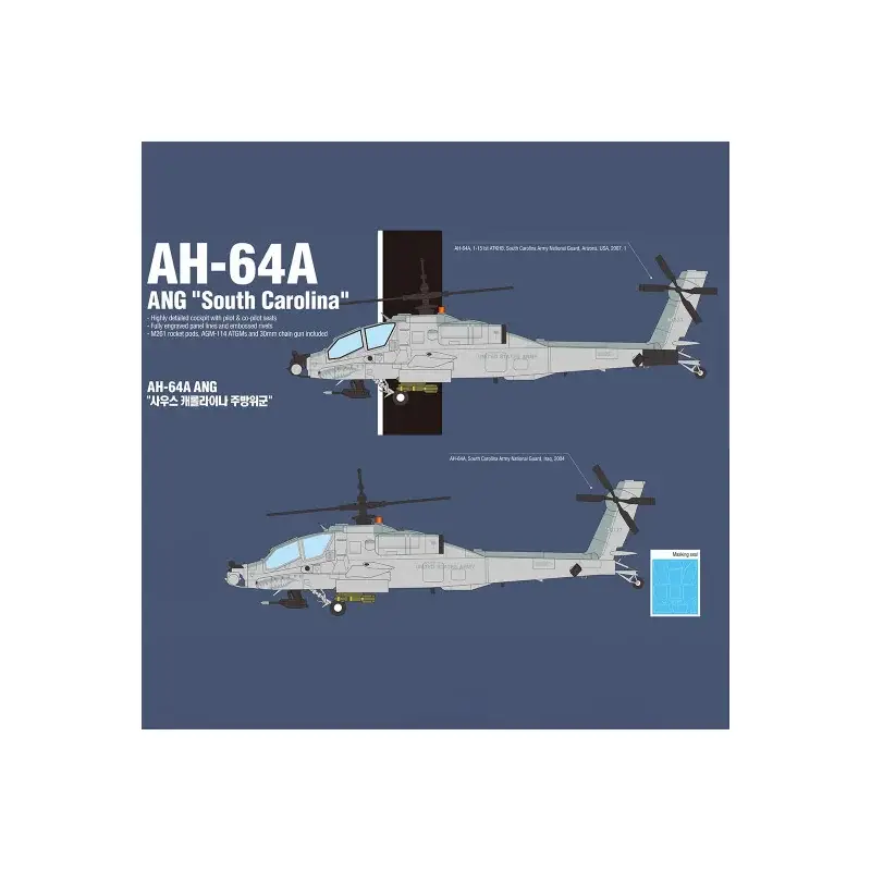 Plastic helicopter model AH-64A ANG “South Carolina” 1:35 Schaalmodel Beperkte Voorraad