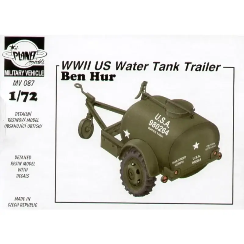 WWII US Water Tank Trailer Ben Hur Schaalmodel Direct Verzonden