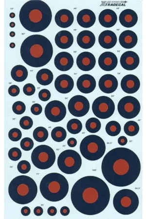 Lage Prijs Sticker RAF National Insignia/Roundels B Type. Sizes 15 25 30 32 35 40 44 48 49 50 56 59 63 66.5 75 84 (RAF Roundels)