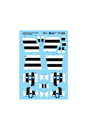 Goedkoop Noord-Amerikaanse P-51D Mustang Invasion Stripes - Wing & Fuselage Decal