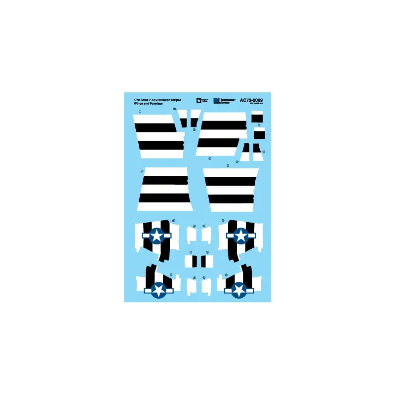 Goedkoop Noord-Amerikaanse P-51D Mustang Invasion Stripes - Wing & Fuselage Decal