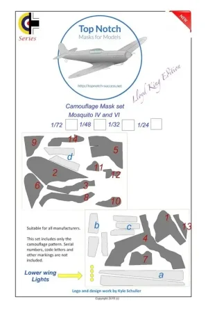 de Havilland Mosquito FB Mk.VI en NF.II / FB Mk.VI Camouflage verf Mask Accessoire Fabrieksprijs