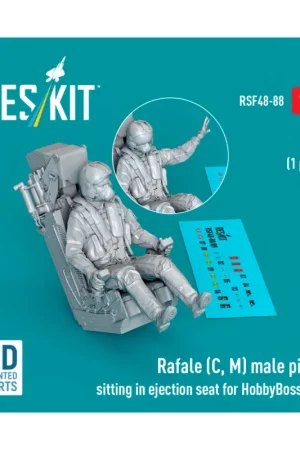 Rafale (C, M) male pilot sitting in ejection seat for HobbyBoss kit (1 pcs) (3D Printed) Laatste Kans