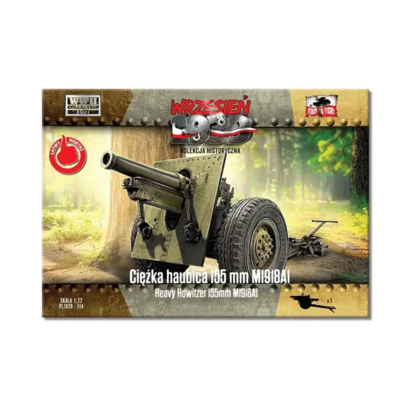 Koop Online EERSTE OM TE VECHTEN: 1/72; 155mm zware houwitser M1918 A1 Schaalmodel