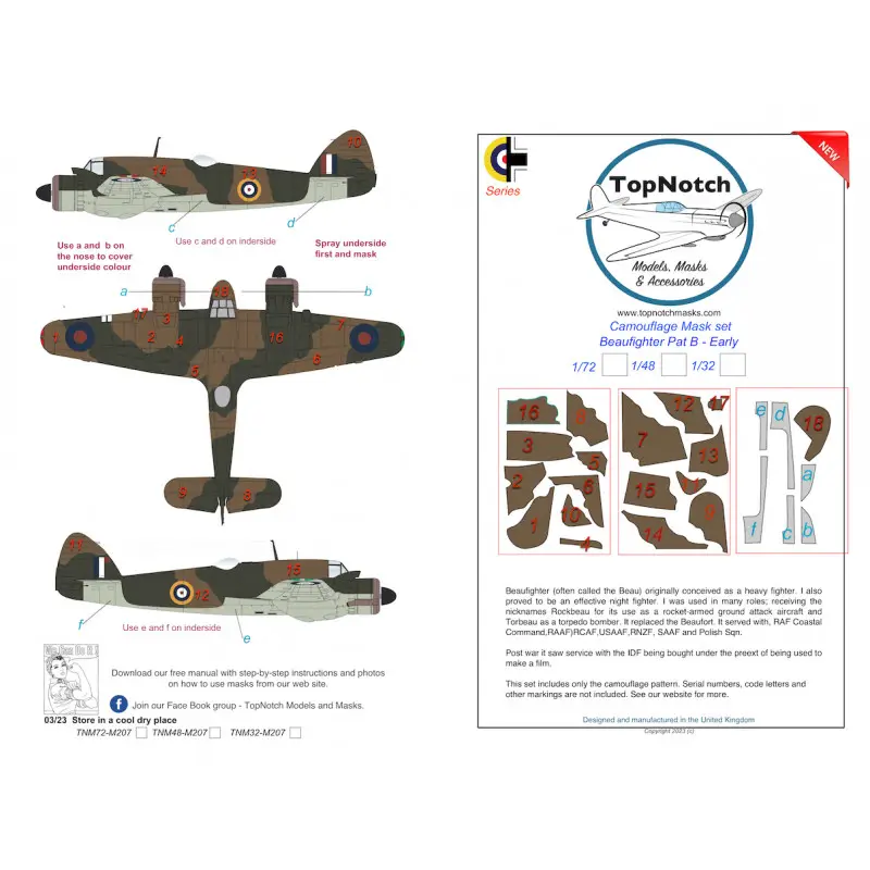 Rechtstreeks Van De Fabrikant Beaufighter Pat B vroege Tamiya