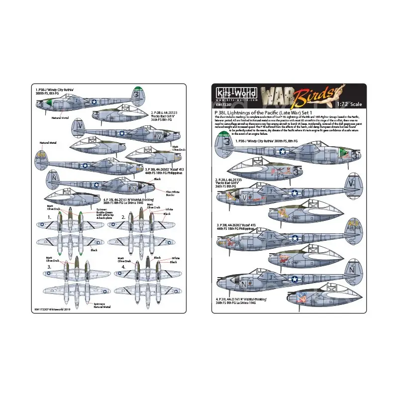Sticker Lockheed P-38 Lightning's of the Pacific (Late Oorlog) Decal Shop Nu