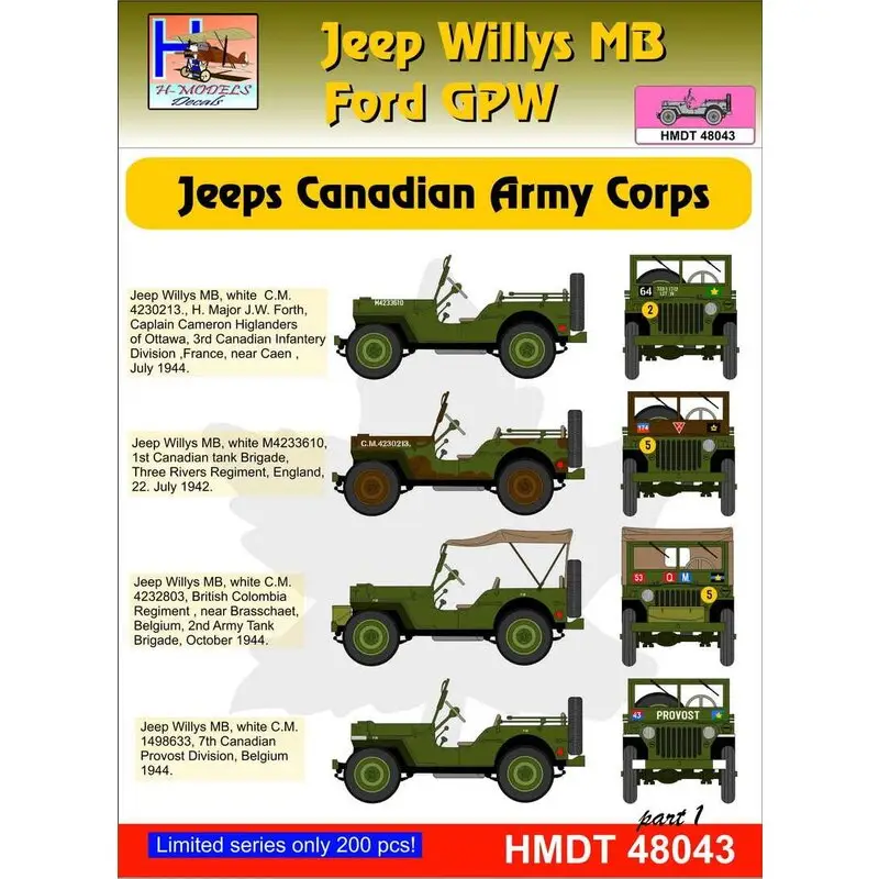 Willys Jeep MB / Ford GPW: Canadian Army Corps Decal Koop Vandaag