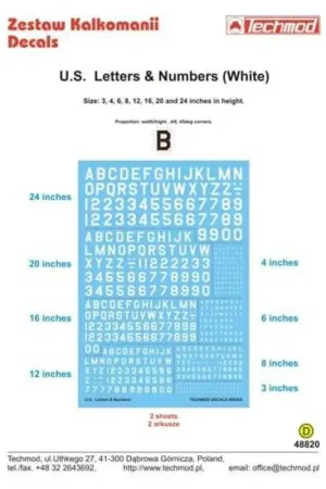 Sticker Wit US Letters & Cijfers 3 '4' 6 '8' 12 '16' 20 'en 24' cm in hoogte Decal Flitsaanbieding