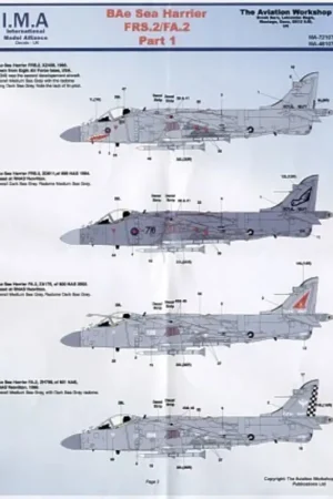 Sticker BAe Sea Harrier FRS.2/2A (7) ZE696 899NAS Yeovilton 1994 ZH796/715 899NAS 1994 with Squadron tail markings XZ439 small s Koop Vandaag