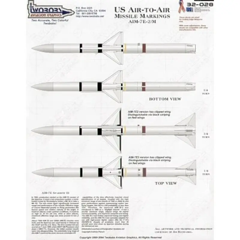 Koop Online Sticker Re-released! US Air-to-Air Missile Markings. Brings those AIM-7E-2 and AIM-7M Sparrows to life