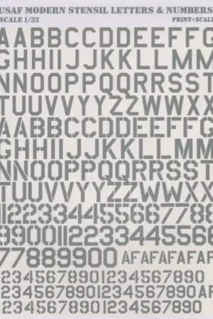 Exclusieve Aanbieding Sticker USAF modern stencil letters and numbers in Grey/Gray Decal
