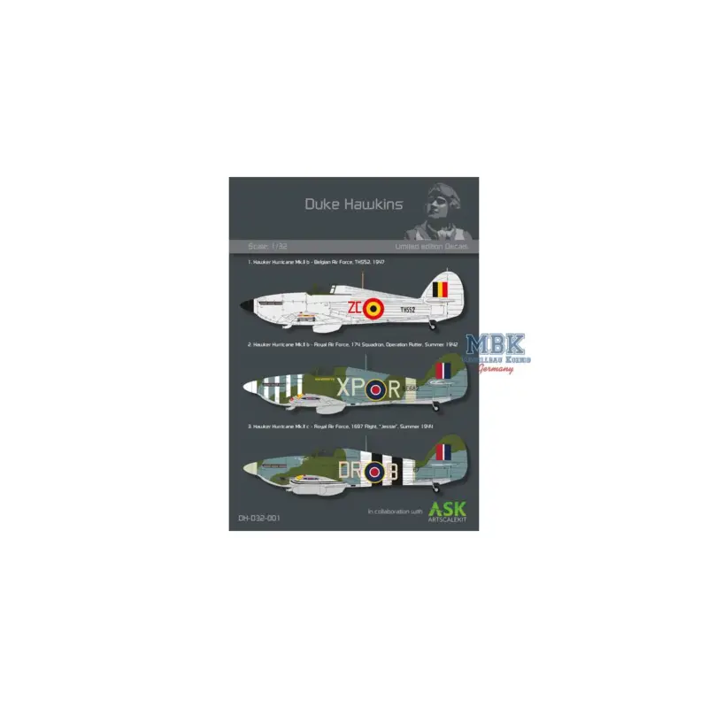 Actieprijs Duke Hawkins: Decals Hawker Hurricane 1/32