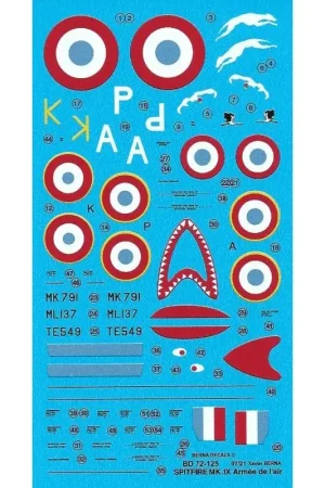 Supermarine Spitfire LF Mk.IX Frans in Indochina (3 schema's) Decal Finale Uitverkoop