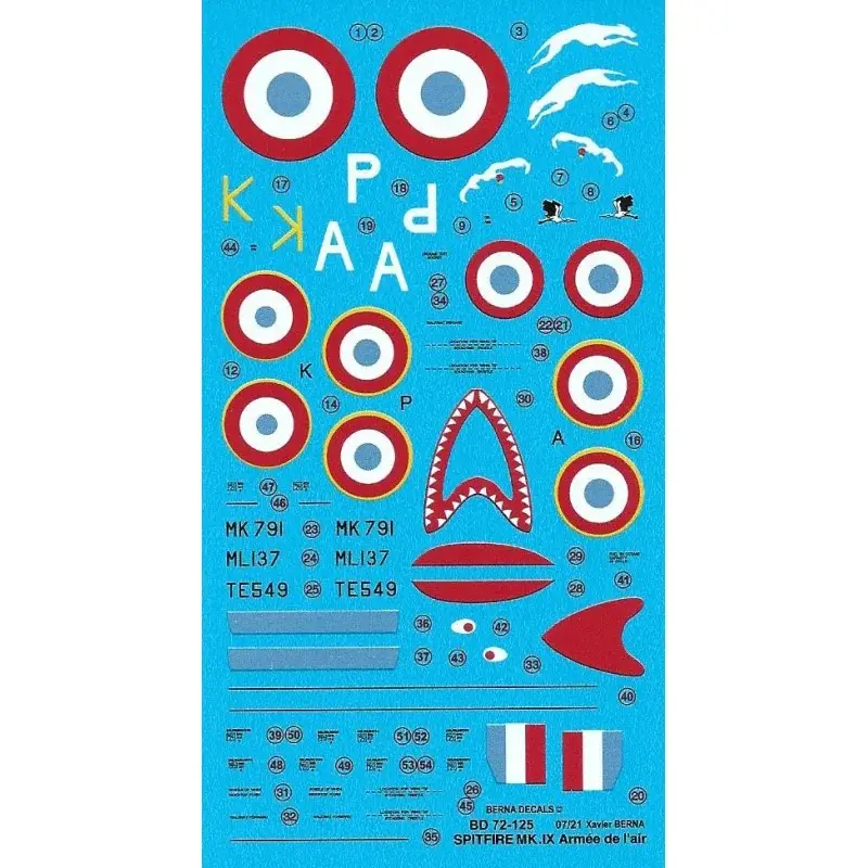 Supermarine Spitfire LF Mk.IX Frans in Indochina (3 schema's) Decal Finale Uitverkoop