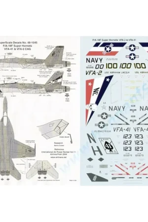 Sticker Boeing F/A-18F Super Hornet (2) 165879/123 VFA-41 USS Ronald Reagan 2004; 165916/100 VFA-2 CAG USS Abraham Lincoln 2004 Must-Have