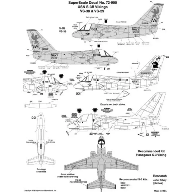 Rechtstreeks Van De Fabrikant Sticker Lockheed S-3B Viking (2) 160589 NE/700 VS-38 USS Constellation; 169766 NH/700 VS-29 USS Carl Vinson