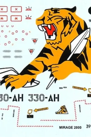 Sticker Dassault Mirage 2000C (1) 330-AH EC 25/330 `Cote D′Argent′ with large Tiger on undersurfaces Gecertificeerd