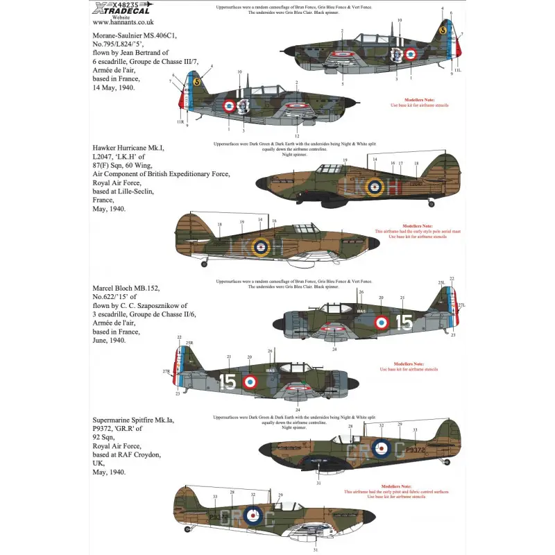Dagaanbieding Battle Of France Fighters Collection (4)Morane-Saulnier MS.406C1, No.795/L824/’5’