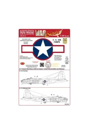 Nu Kopen Sticker Boeing B-17F/B-17G Flying Fortress Rood omlijnde sterren en bars Decal