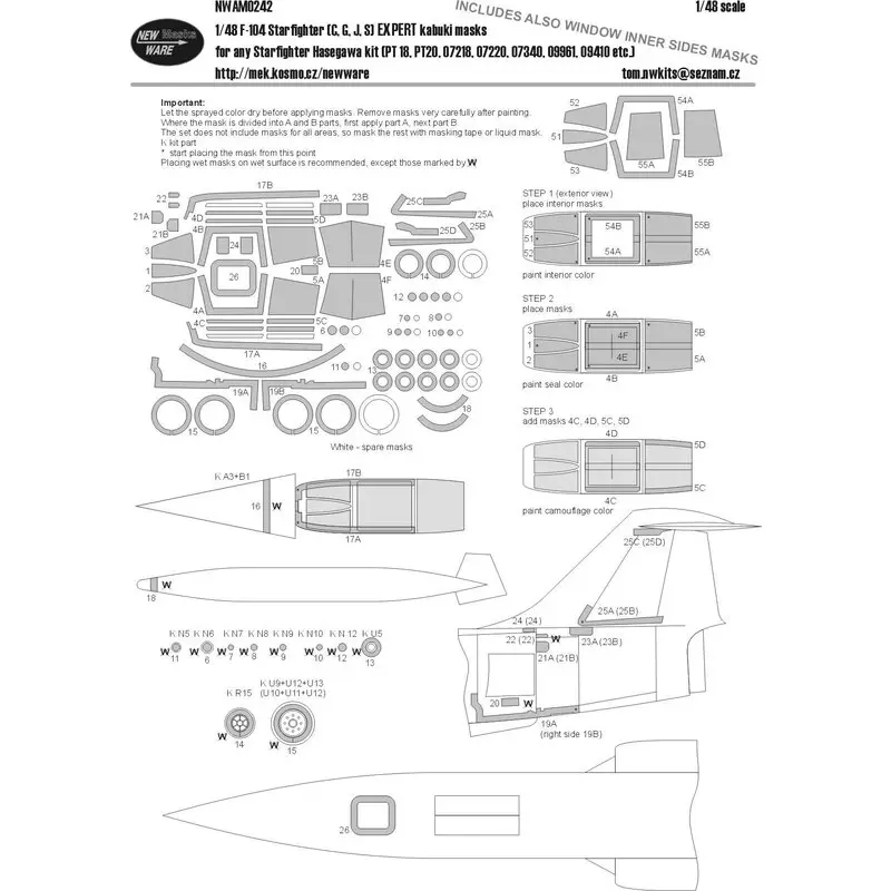 Lockheed F-104 Starfighter (F-104C, F-104G, F-104J, F-104S) GEVORDERDE Kabuki-maskers vliegtuigkap, inclusief frames en binnenka Koop Vandaag