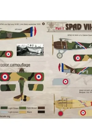 Favoriet Sticker Spad VII-XVII Part 1 (8) S444 SPA15 Lt Guerin; S401 SPA73 Lt Deulin; S694 SPA73 Lt Battesti; No 13 SPA86; S4830 SPA 154