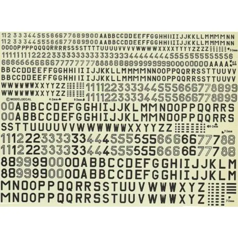 Sticker Modern Armee de l′Air (French Air Force) black code letters and numbers 4 sizes 240mm 530mm (actual 3.3mm 4.2mm 6.2mm 7 Meest Verkocht