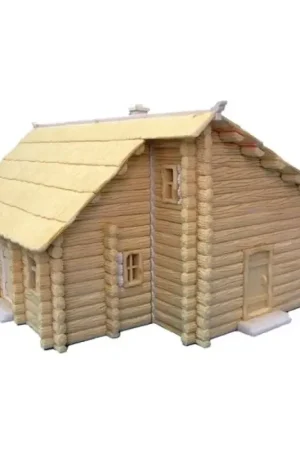 Tijdelijk Beschikbaar Two storey Log house with thatch roof. Prepainted