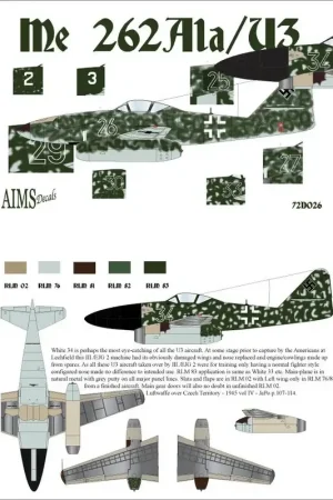 Dagaanbieding Sticker Messerschmitt Me-262A-1a / U3 Decal