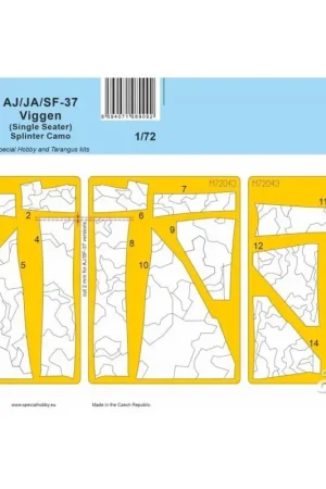 AJ/JA/SF-37 Viggen (Single Seater) Splinter Camo MASKER Accessoire Hoge Kwaliteit