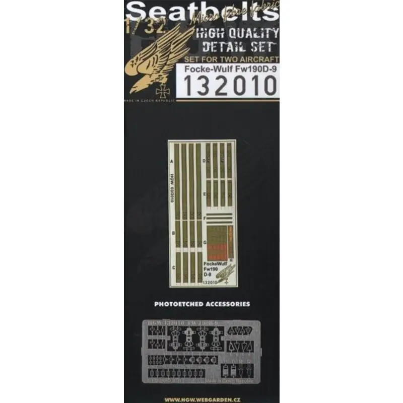 Focke-Wulf Fw 190D-9 seat belts. 2 sets of fabric belts with etched buckles (for Hasegawa and Revell kits) Beperkte Voorraad