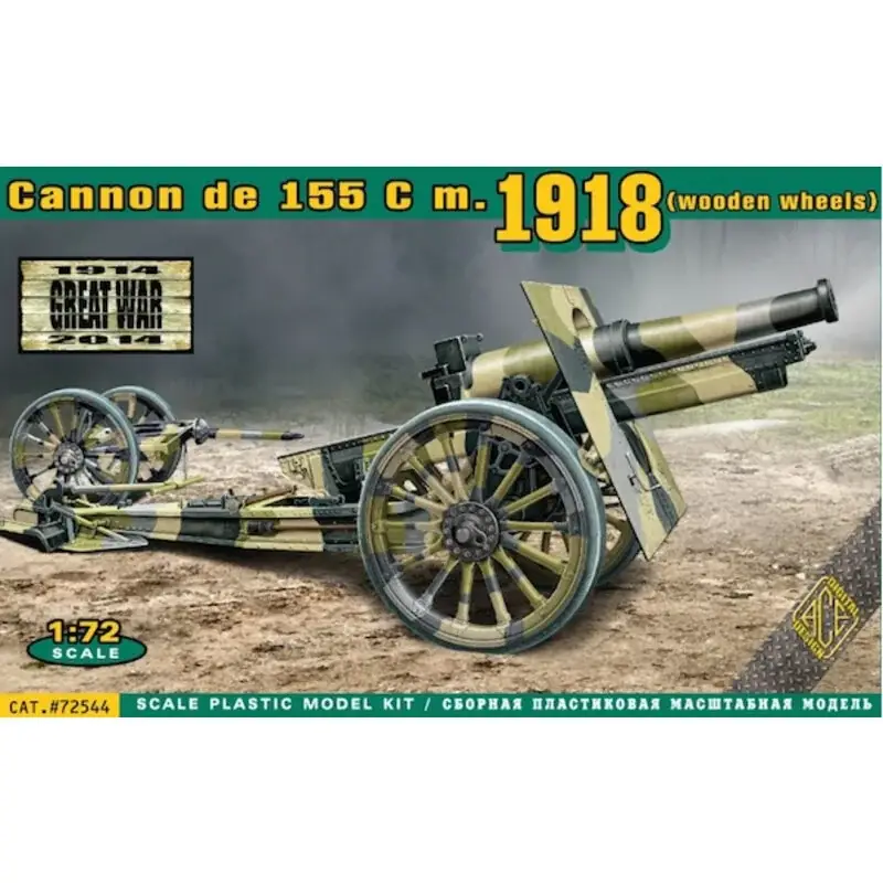 Kanon de 155 C m.1918 (houten wielen) Schaalmodel Snelle Levering