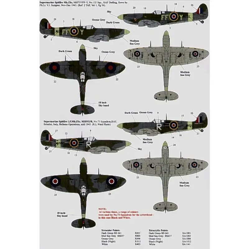 Sticker Reprinted. Supermarine Spitfire Mk.IX (4) IX.c MK805 SH-B 64 Squadron Flt.Lt Tony Cooper `Peter John 3′ RAF Harrowbeer J Koopje