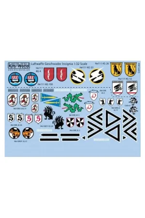 Sticker Luftwaffe/Duitse Geschwader Insignia - 13 ontwerpen Decal Op = Op