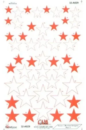 Sticker Russian Red Stars National Insignia, 4 sizes. Can be used with or without red / white outline Rechtstreeks Van De Fabrikant