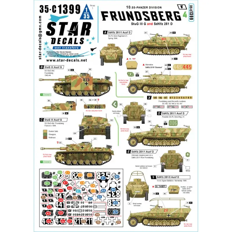 Korting Frundsberg 4.10. SS-Panzer Division.StuG III Ausf G and SdKfz 251/1 Ausf D, SdKfz 251/3 Ausf D, SdKfz 251/9 Ausf D.