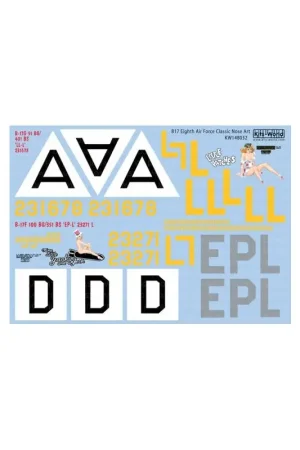 Sticker Boeing B-17G - 'Little Patches' B17 F 'Nine Little Yanks' Decal Op = Op