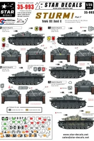 Exclusieve Aanbieding Sturm 7. StuG III Ausf E. StuG.Abt 177, 190, 249 and Grossdeutschland in 1941/42. Decal