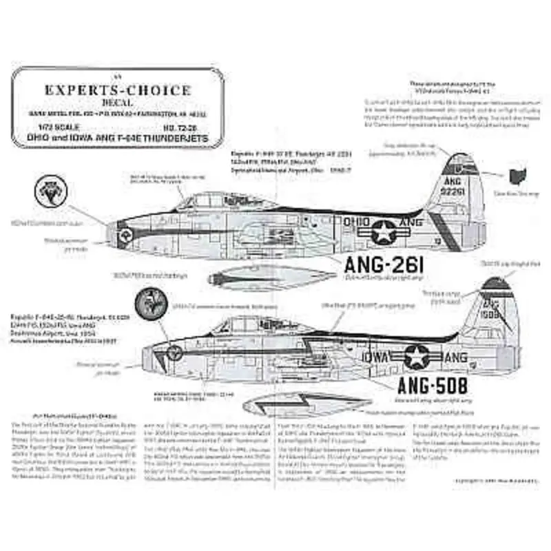 Sticker Republic F-84E Air National Guard (4) 49-2261or 51-508 162FIS 51-638 166FIS all Ohio ANG 1956 51-508 124FIS Iowa ANG Weekendaanbieding
