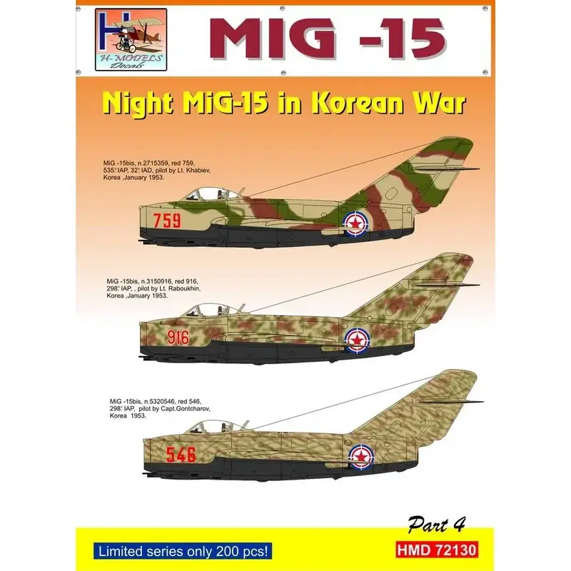 Bestel Nu Sticker Mikoyan MiG-15 Night Fighters over Korea, Pt.4 Decal