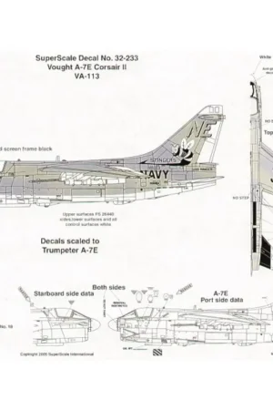 Bestel Nu Sticker Vought A-7E Corsair II (1) 158664 NE/300 VA-113 Stingers CAG USS Ranger Decal