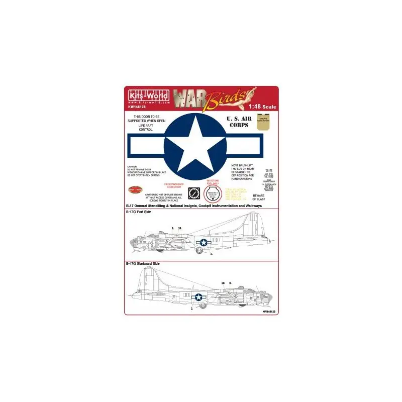 Sticker Boeing B-17G Flying Fortress Uitgebreid Algemeen sjabloneren Decal Gratis Retour